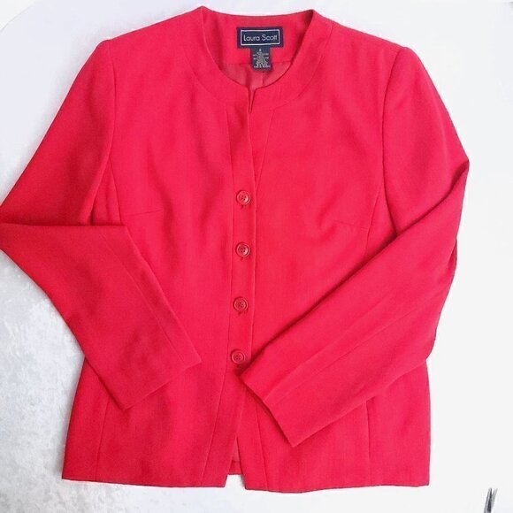 Laura Scott Red Blazer Size 8 - Picture 1 of 13